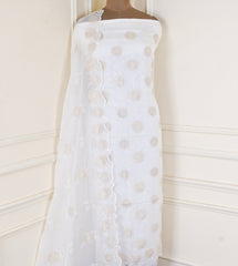 Organza White Unstitched Suit