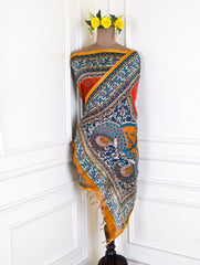 Maheshwari Cotton Mustard Yellow Unstitched Suit