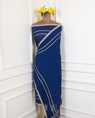 Khadi Navy Blue Unstitched Suit