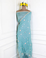 Giraffe Shimmer Ferozi Unstitched Suit