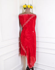 Crepe Maroon Peplum Lehenga Suit