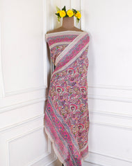 Kashmiri Cotton Check Rose Pink Unstitched Suit