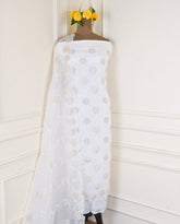 Organza White Unstitched Suit