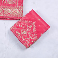 Shimmer Pink Unstitched Lehenga Suit