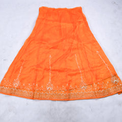 Glass Shimmer Orange Unstitched Lehenga Suit