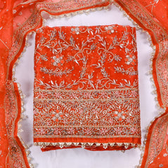Glass Shimmer Orange Unstitched Suit