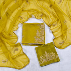 Organza Mehandi Unstitched Suit