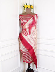 Maheshwari Cotton Red Unstitched Suit