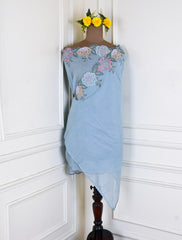 Mul Cotton Powder Blue Unstitched Suit