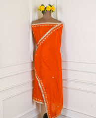 Crepe Rust Unstitched Lehenga Suit