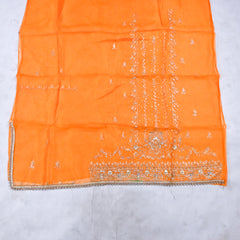 Glass Shimmer Orange Unstitched Lehenga Suit