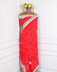 Crepe Red Peplum Lehenga Suit