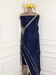Silk Navy Blue Unstitched Suit