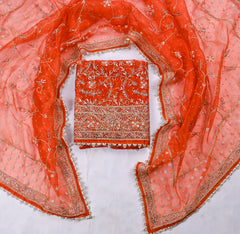 Glass Shimmer Orange Unstitched Suit
