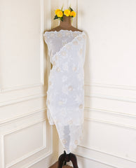 Organza White Unstitched Suit