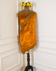 Velvet Yellow Mustard Unstitched Suit