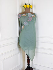 Mul Cotton Pista Green Unstitched Suit