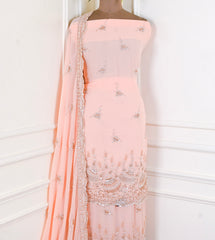 Georgette Peach Unstitched Suit