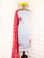 Muslin Grey Unstitched Suit