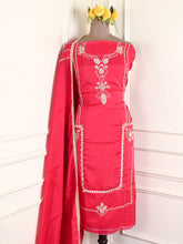 Organza Silk Red Unstitched Suit