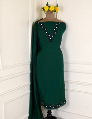 Organza Green Unstitched Suit