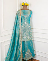 Shimmer Ferozi Unstitched Lehenga Suit