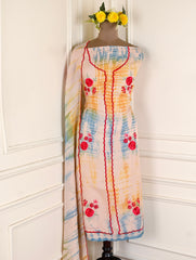 Twill Organza Beige Unstitched Suit