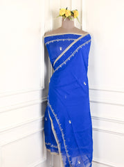 Organza Blue Unstitched Suit
