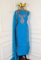 Glass Shimmer Sky Blue Unstitched Suit