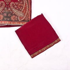 Satin Organza Maroon Unstitched Suit