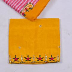 Organza Yellow Mustard Unstitched Suit