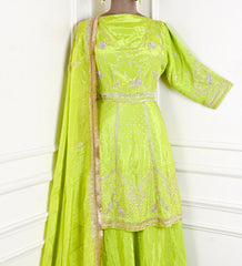 Crepe Parrot Peplum Lehenga Suit