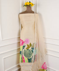 Organza Off-White Unstitched Suit
