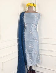 Twill Organza Navy Unstitched Suit