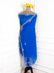 Organza Blue Unstitched Suit