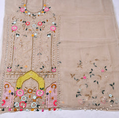 Glass Beige Unstitched Suit