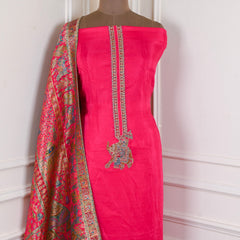 Crepe Organza Pink Unstitched Suit