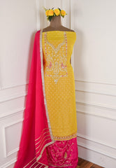Shimmer Light Yellow Parrot Unstitched Suit