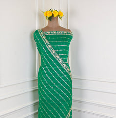 Khadi Green Unstitched Suit