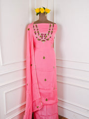 Organza Pink Unstitched Suit