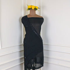 Organza Black Unstitched Suit