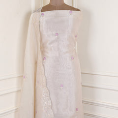 Glass Shimmer Off-White Unstitched Suit