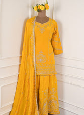 Crepe Yellow Lehenga Suit