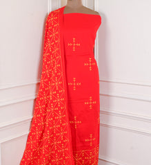 Cotton Red Phulkari Suit