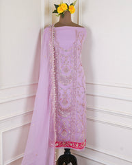 Organza Lavender Unstitched Suit