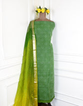 Organza Green Unstitched Suit