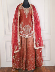 Shimmer Rust Unstitched Lehenga Suit