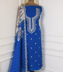 Organza Blue Unstitched Suit