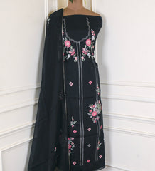 Organza Black Unstitched Suit