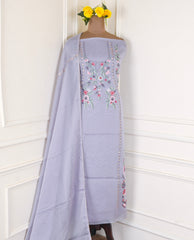 Organza Powder Blue Unstitched Suit
